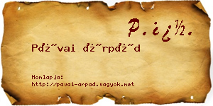 Pávai Árpád névjegykártya
