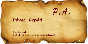 Pávai Árpád névjegykártya