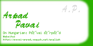 arpad pavai business card